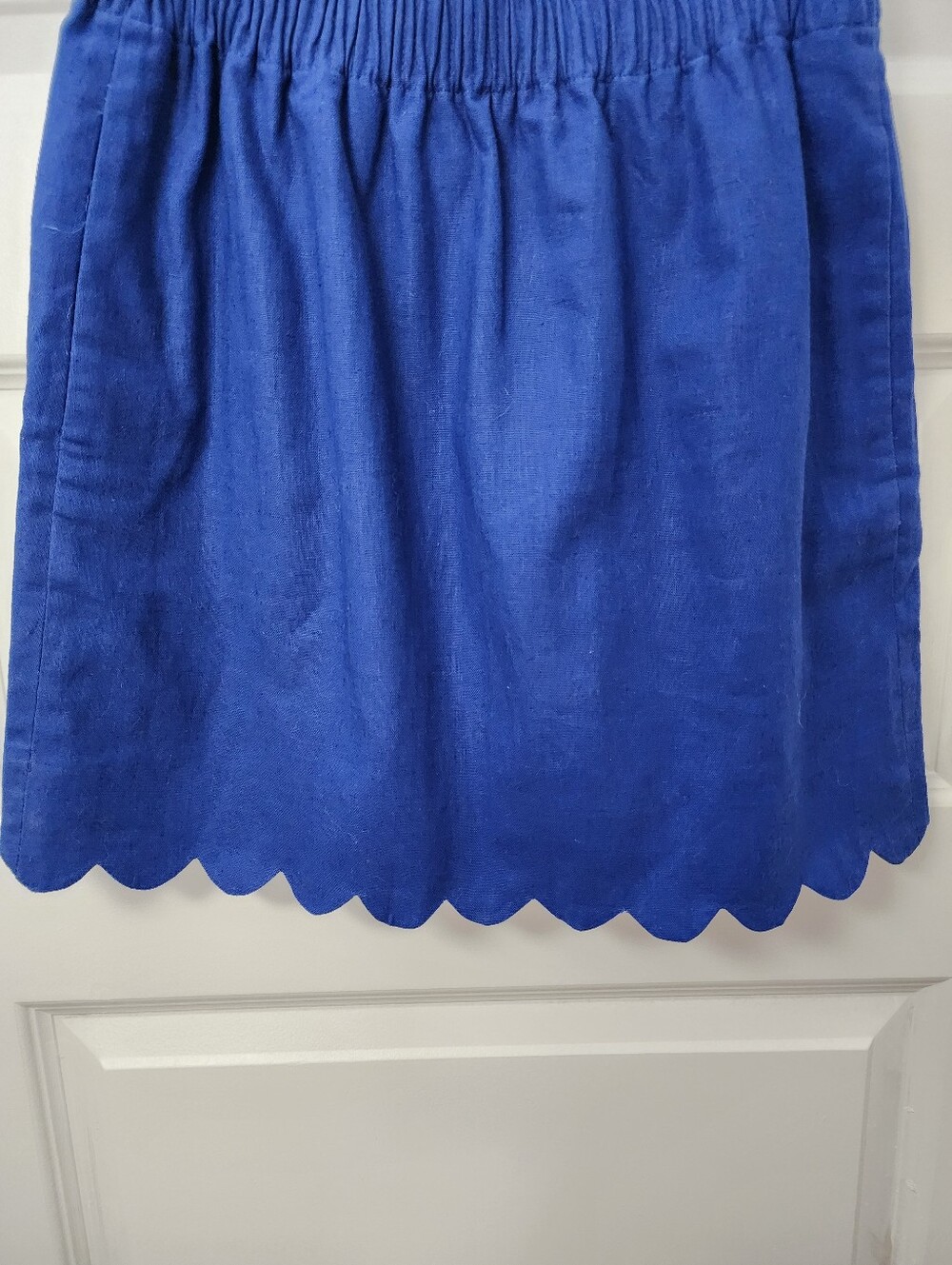 J.Crew Scalloped Hem Blue Linen Blend Women’s Mini Skirt Size 2 - Picture 4 of 7